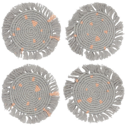 Set of 4 Macrame Coaster - Dove Gray